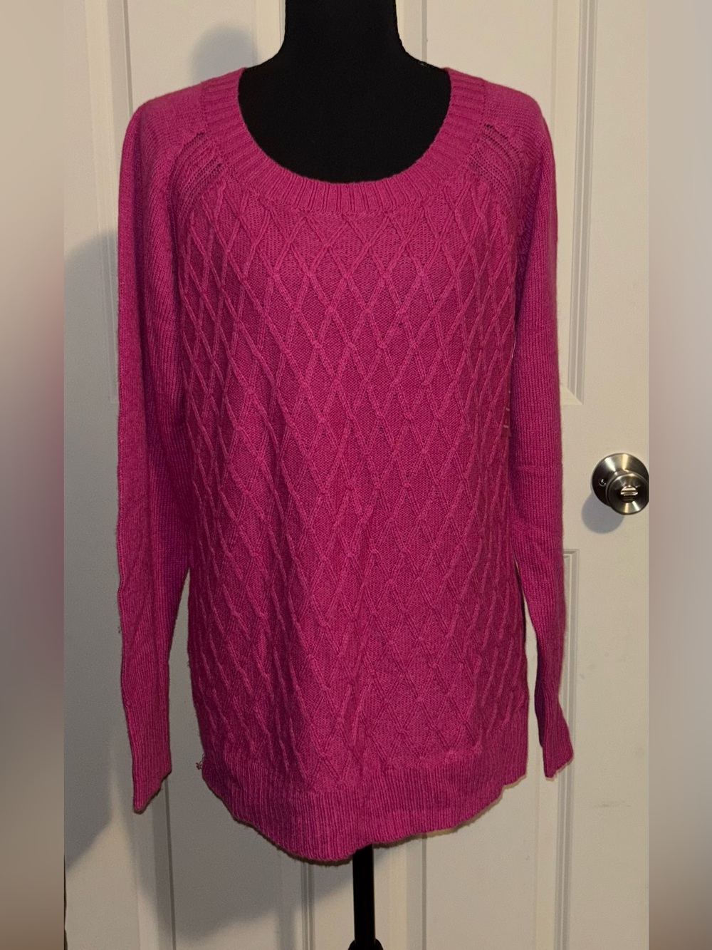 jcpenney Women's Bright Fuchsia Scoop Neck Cable Knit Sweater